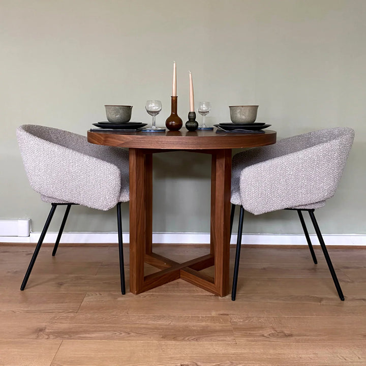 Iris Walnut Brown Wood Round Dining Table
