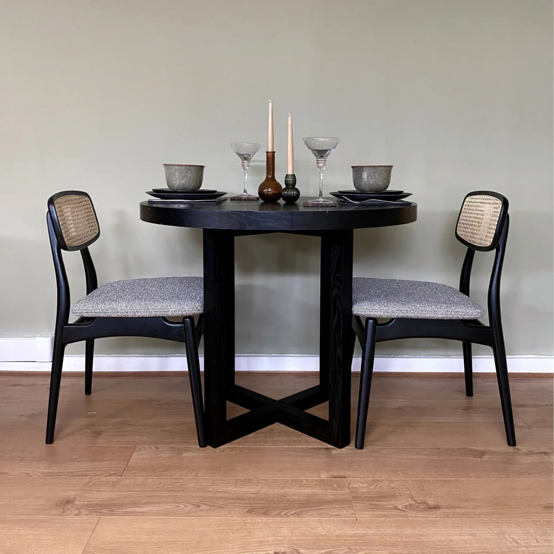 Iris Wenge Black Oak Wood Round Dining Table