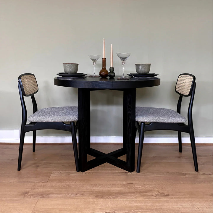 Iris Wenge Black Oak Wood Round Dining Table