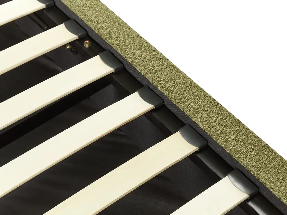 Ottoman Bed Boucle 180 x 200 cm (EU Super King) Olive Green Strandy