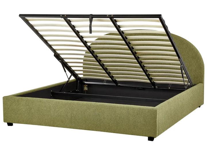 Ottoman Bed Boucle 180 x 200 cm (EU Super King) Olive Green Strandy