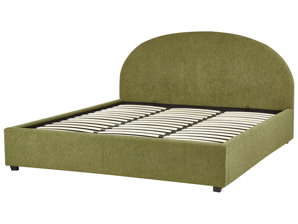 Ottoman Bed Boucle 180 x 200 cm (EU Super King) Olive Green Strandy