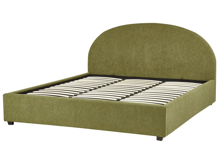 Ottoman Bed Boucle 180 x 200 cm (EU Super King) Olive Green Strandy