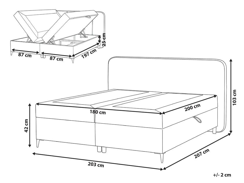 Divan Bed with Storage Fabric 180 x 200 cm (EU Super King) Taupe Dajai