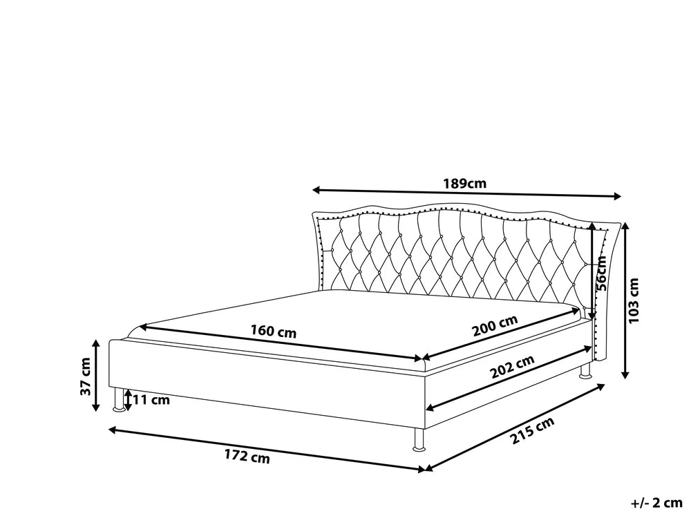 Bed Fabric 160 x 200 cm (EU King Size) Light Grey Minas