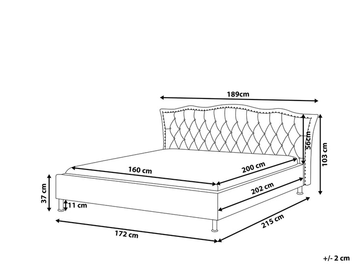 Bed Fabric 160 x 200 cm (EU King Size) Light Grey Minas