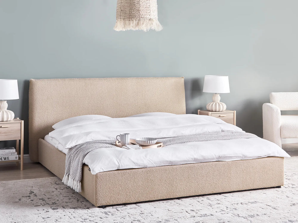 Modern 180x200 cm bouclé waterbed in taupe