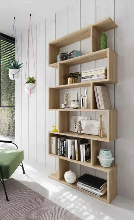 Presly Oak Effect  6 Open Storage Bookcase