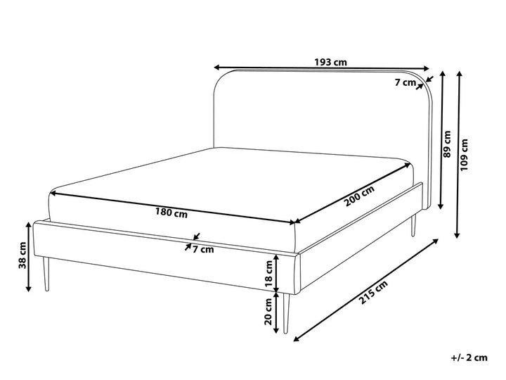 Bed Velvet 180 x 200 cm (EU Super King) Yellow Arnasia