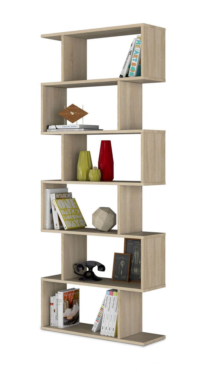 Presly Oak Effect  6 Open Storage Bookcase