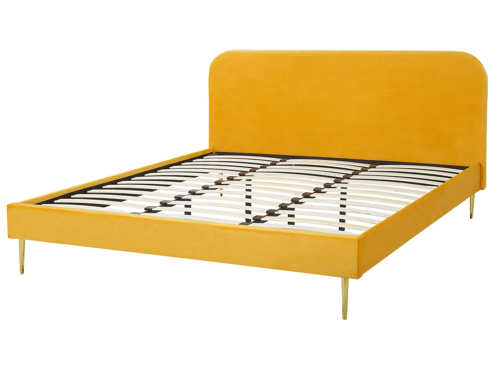 Bed Velvet 180 x 200 cm (EU Super King) Yellow Arnasia