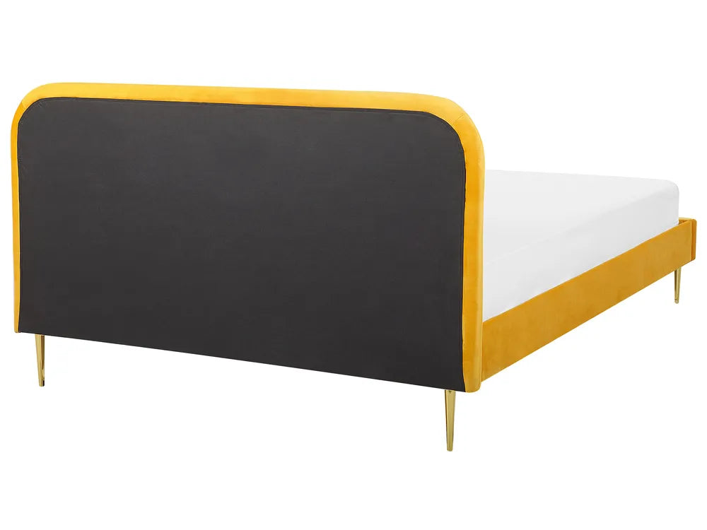 Bed Velvet 180 x 200 cm (EU Super King) Yellow Arnasia