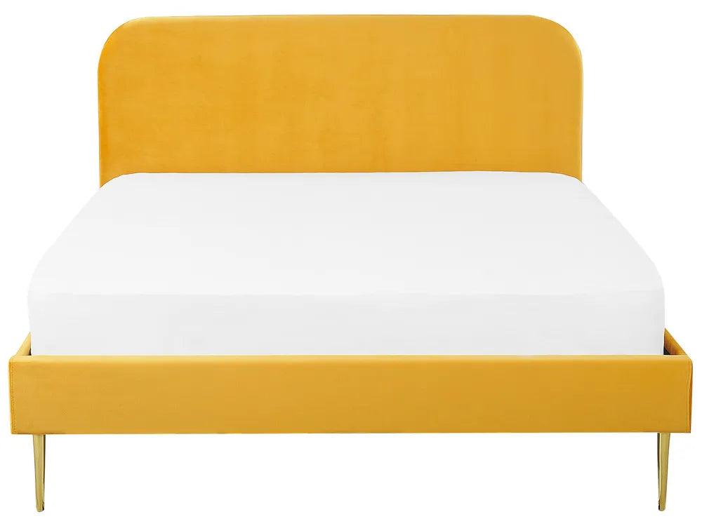 Bed Velvet 180 x 200 cm (EU Super King) Yellow Arnasia