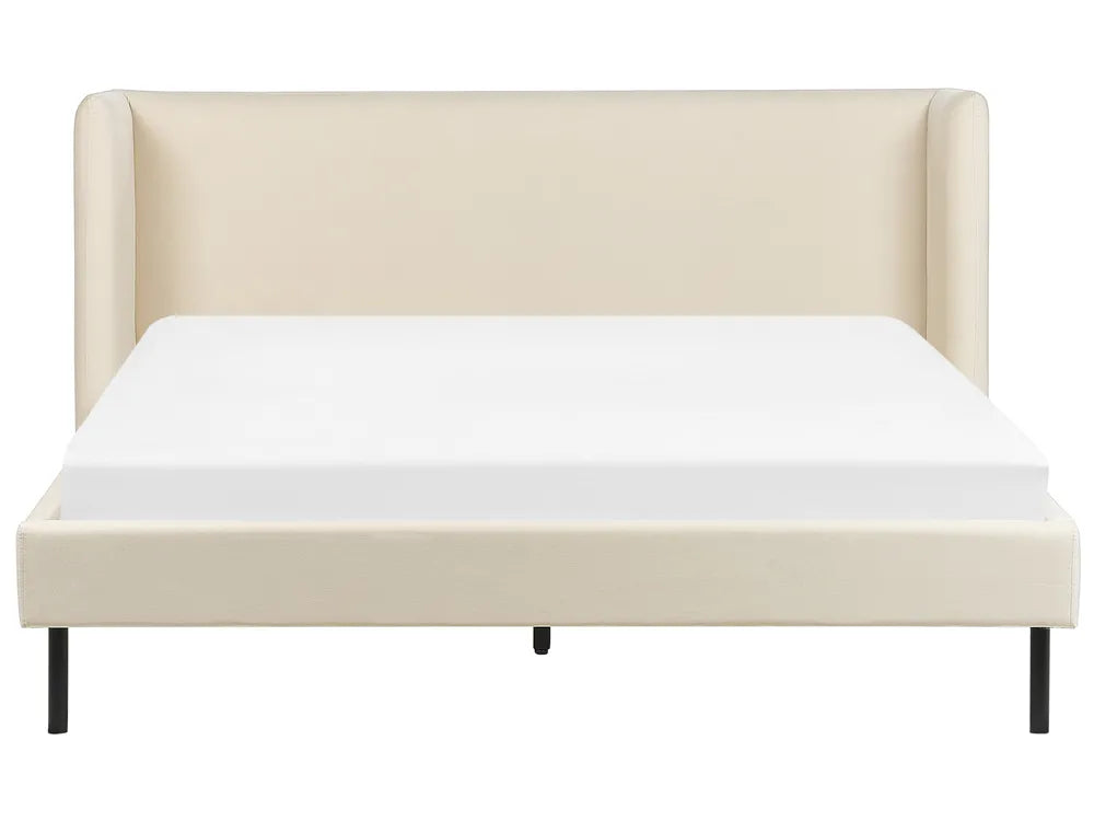 Bed Velvet 160 x 200 cm (EU King Size) Light Beige Eriksay