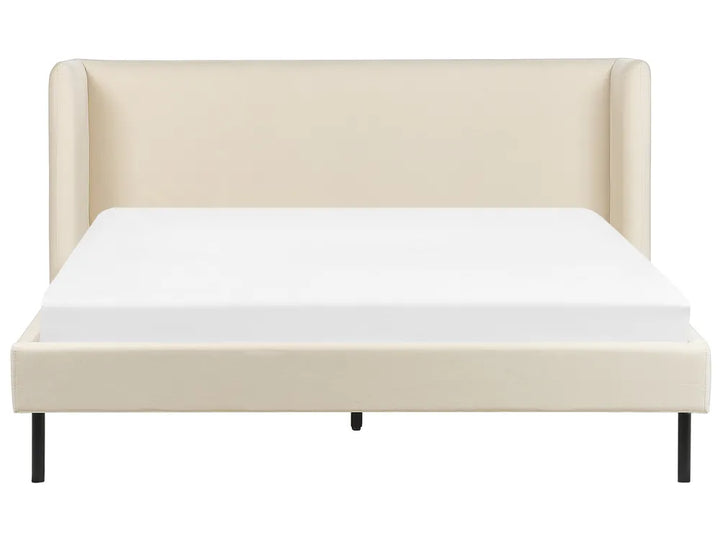 Bed Velvet 160 x 200 cm (EU King Size) Light Beige Eriksay