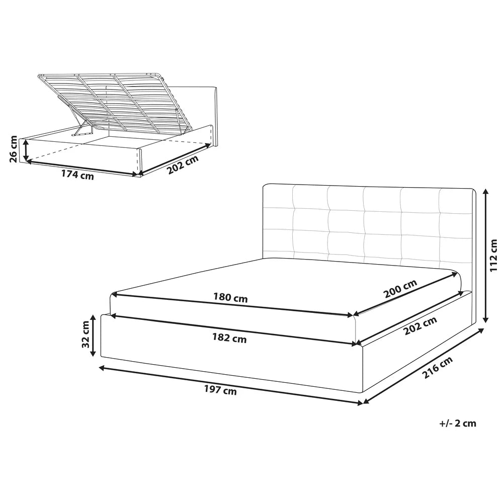 Ottoman Bed Boucle 180 x 200 cm (EU Super King) Beige Myrtle