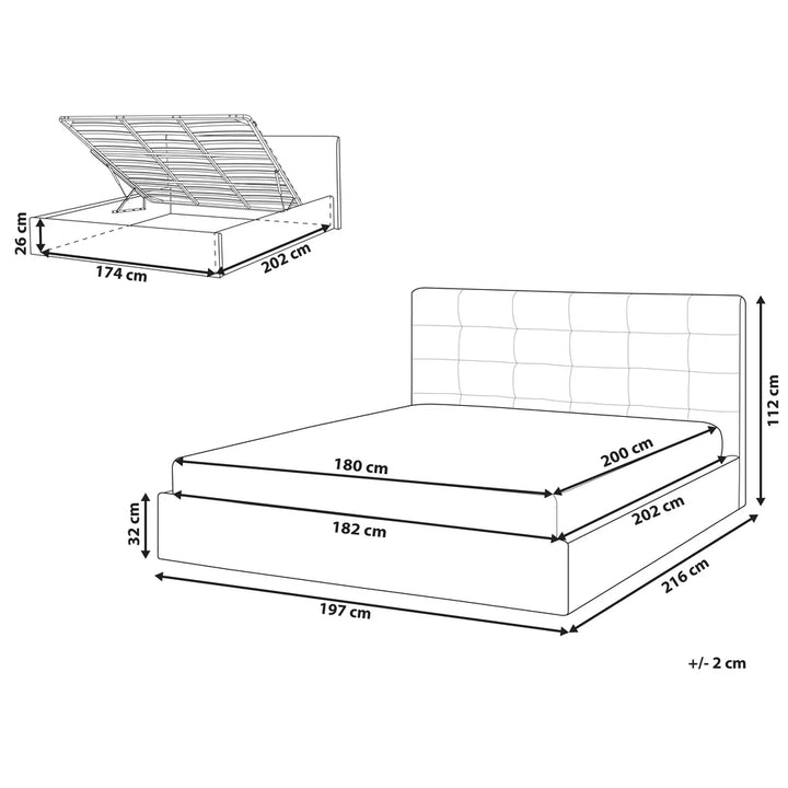 Ottoman Bed Boucle 180 x 200 cm (EU Super King) Beige Myrtle