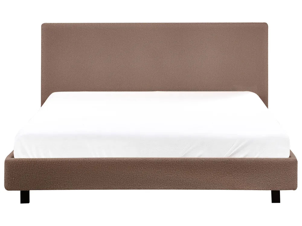 Minimalist brown boucle upholstered waterbed