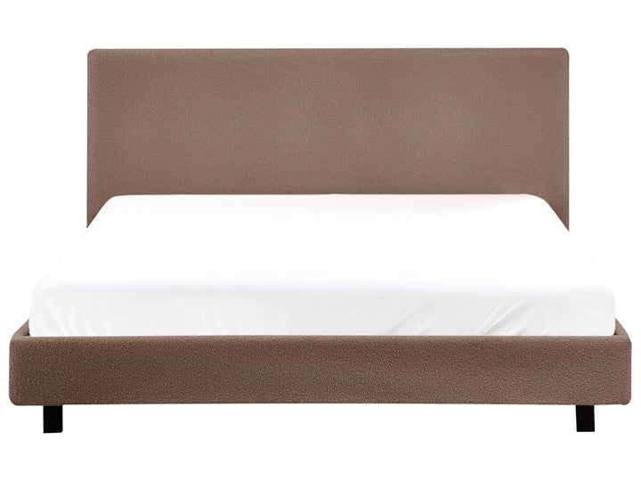 Minimalist brown boucle upholstered waterbed