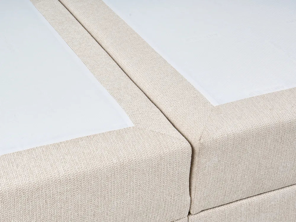 Divan Bed with Storage Fabric 180 x 200 cm (EU Super King) Light Beige Kira
