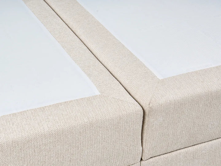 Divan Bed with Storage Fabric 180 x 200 cm (EU Super King) Light Beige Kira