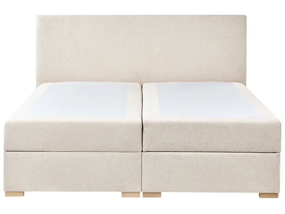 Divan Bed with Storage Fabric 180 x 200 cm (EU Super King) Light Beige Kira