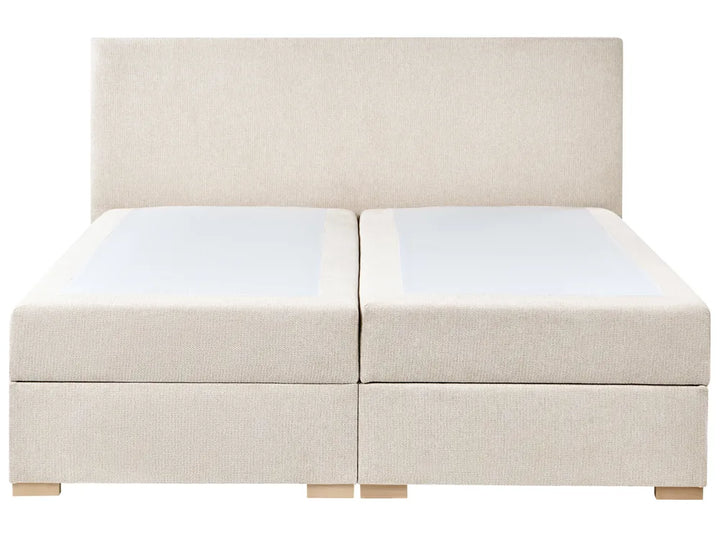 Divan Bed with Storage Fabric 180 x 200 cm (EU Super King) Light Beige Kira