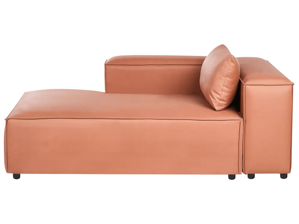 Modular Corner Sofa 3 Seater Faux Leather Golden Brown with Ottoman Right Hand Nova