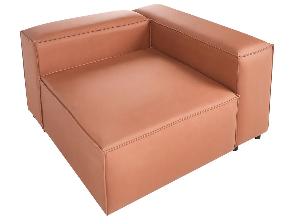 Modular Corner Sofa 3 Seater Faux Leather Golden Brown with Ottoman Right Hand Nova