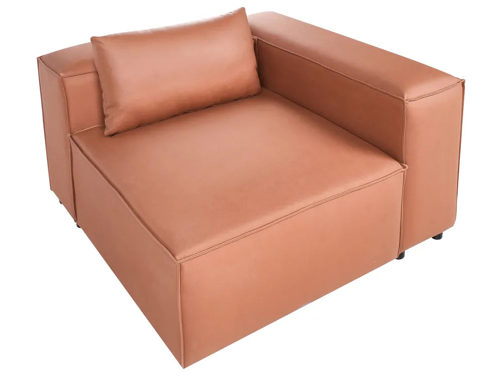 Modular Corner Sofa 3 Seater Faux Leather Golden Brown with Ottoman Right Hand Nova