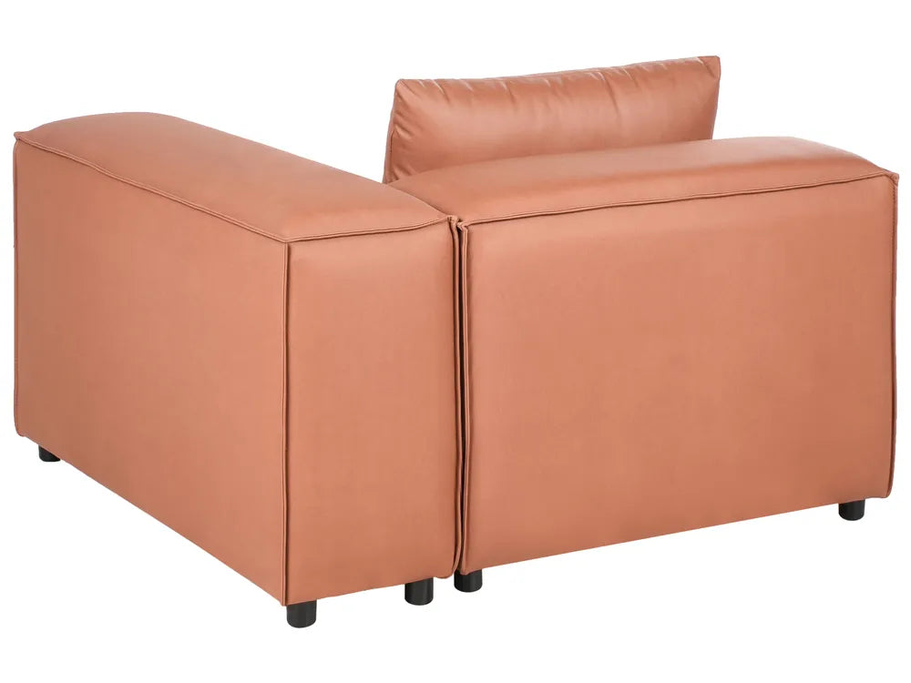 Modular Corner Sofa 3 Seater Faux Leather Golden Brown with Ottoman Right Hand Nova