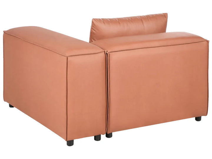 Modular Corner Sofa 3 Seater Faux Leather Golden Brown with Ottoman Right Hand Nova