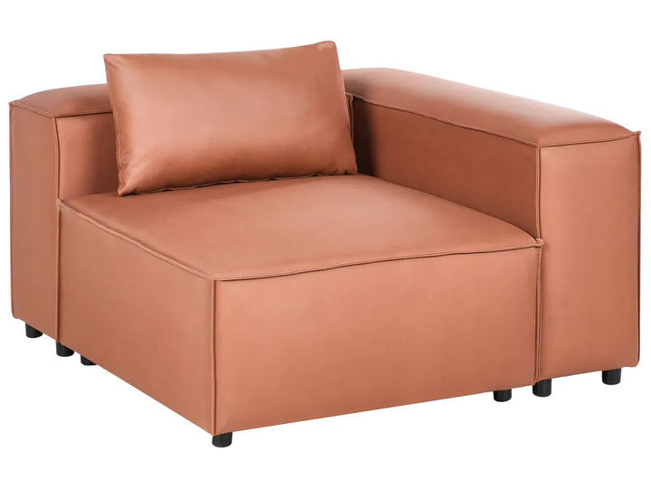 Modular Corner Sofa 3 Seater Faux Leather Golden Brown with Ottoman Right Hand Nova