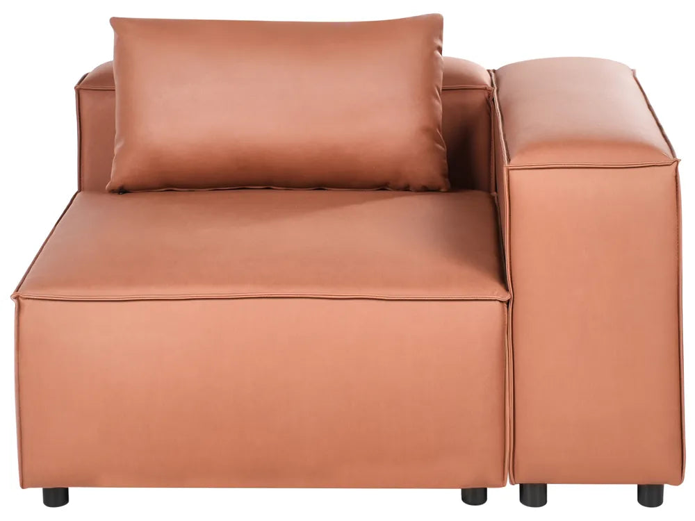 Modular Corner Sofa 3 Seater Faux Leather Golden Brown with Ottoman Right Hand Nova