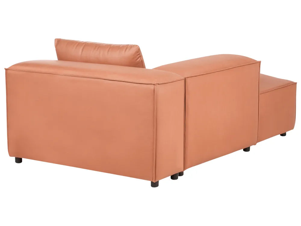 Modular Corner Sofa 3 Seater Faux Leather Golden Brown with Ottoman Right Hand Nova