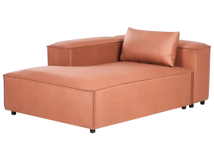 Modular Corner Sofa 3 Seater Faux Leather Golden Brown with Ottoman Right Hand Nova