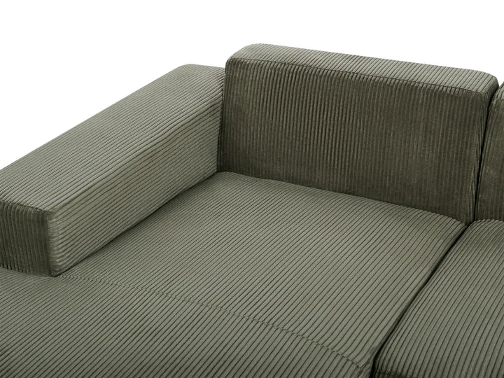 Corner Sofa 4 Seater Corduroy Green with Ottoman Right Hand Lecanto