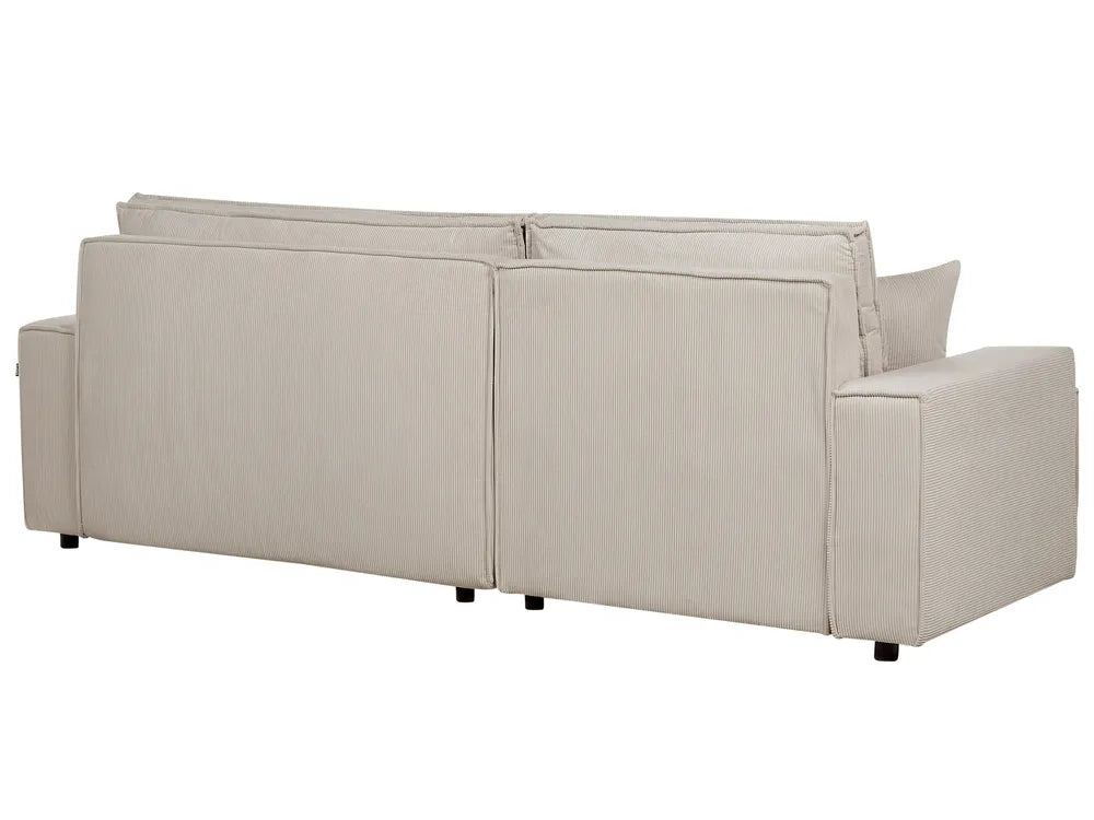 Corner Sofa Bed 3 Seater Corduroy Beige Right Hand Middale