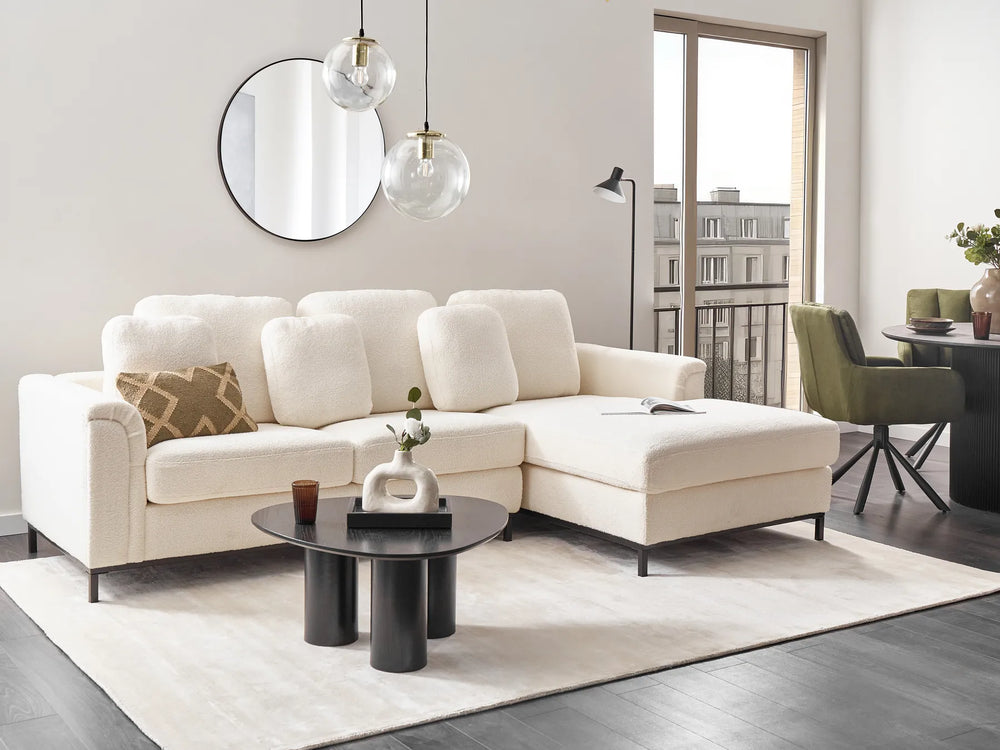 Corner Sofa 4 Seater Boucle White Left Hand Serio