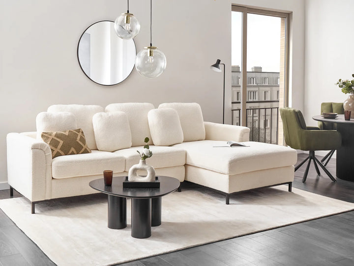Corner Sofa 4 Seater Boucle White Left Hand Serio