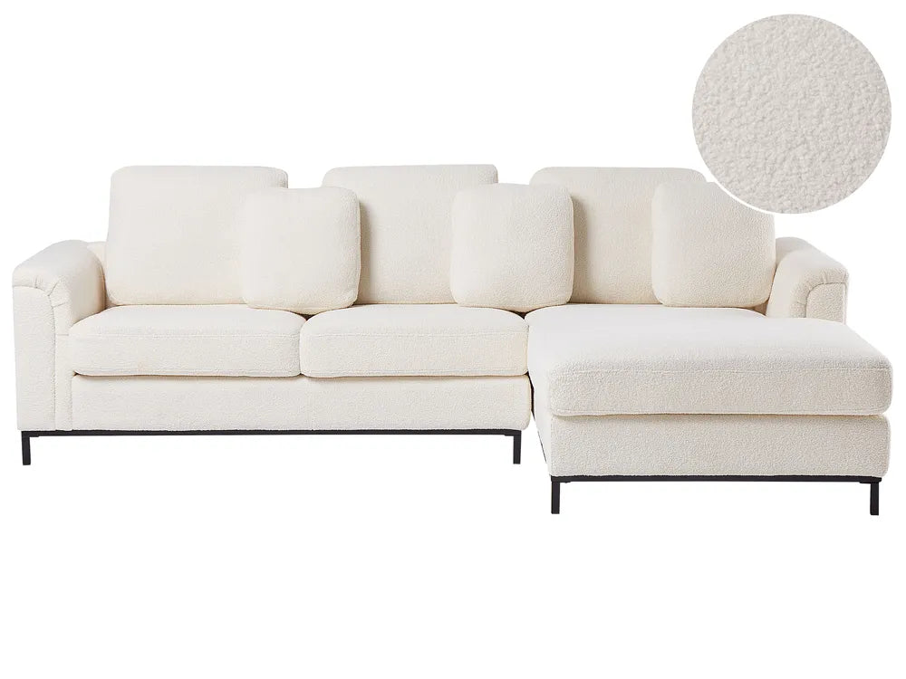 Corner Sofa 4 Seater Boucle White Left Hand Serio