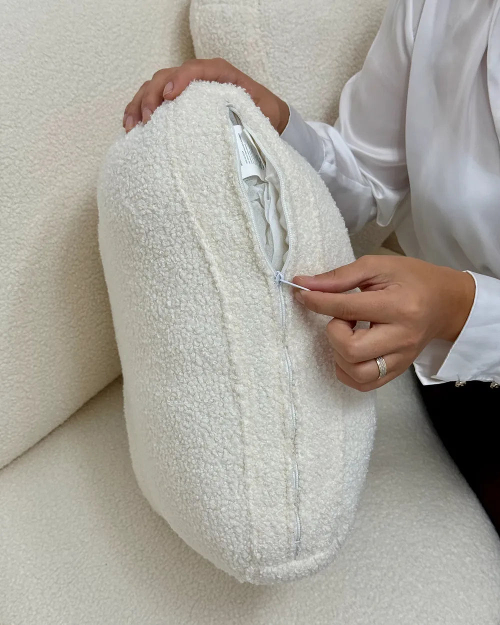 Corner Sofa 4 Seater Boucle White Left Hand Serio