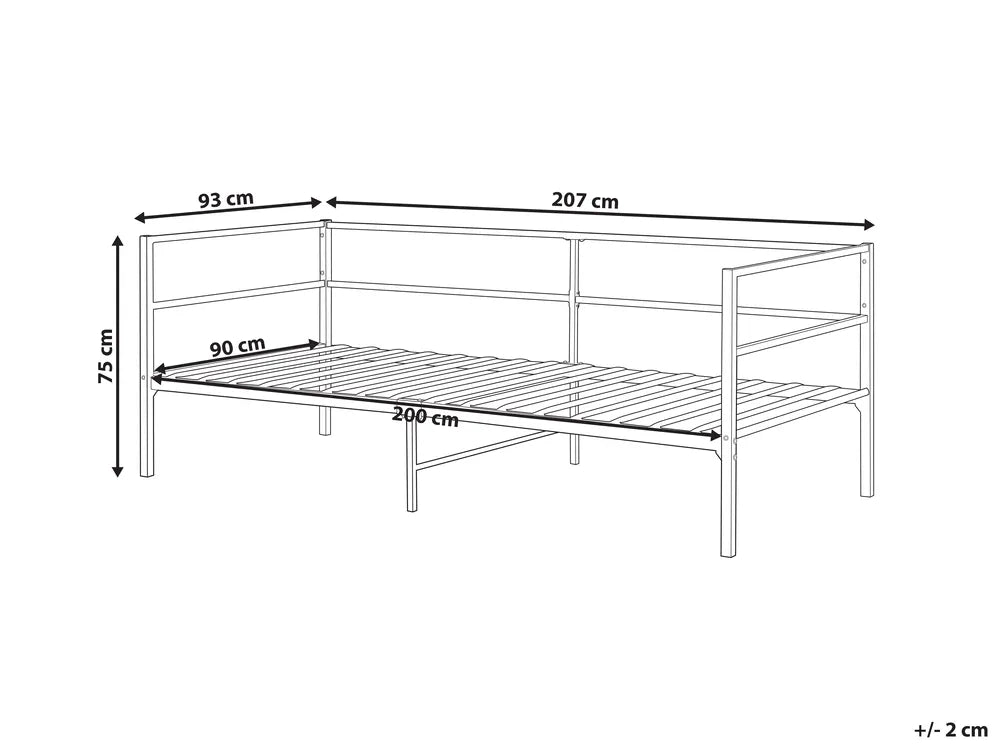 Bed Metal 90 x 200 cm (EU Single) Black Dhima