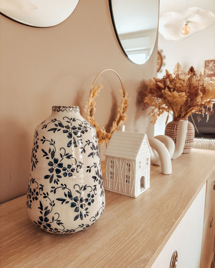 Maroneia Flower Vase Stoneware 25 cm White