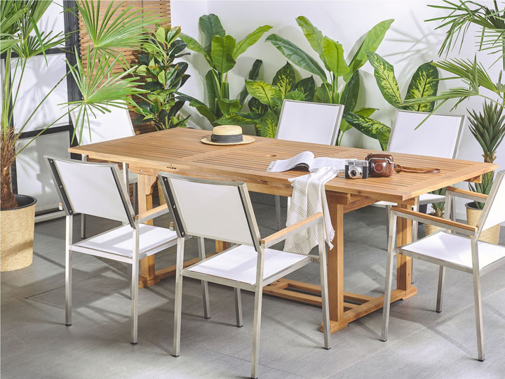 Java Extending Garden Dining Table 160/220 cm 90 cm Acacia Wood Light Brown