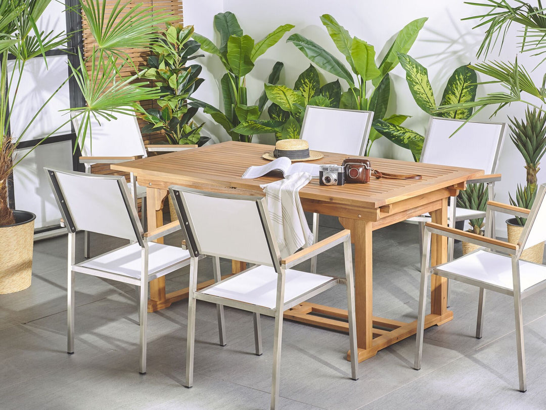 Java Extending Garden Dining Table 160/220 cm 90 cm Acacia Wood Light Brown