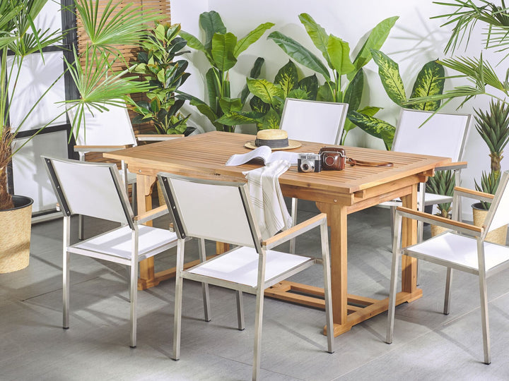 Java Extending Garden Dining Table 160/220 cm 90 cm Acacia Wood Light Brown