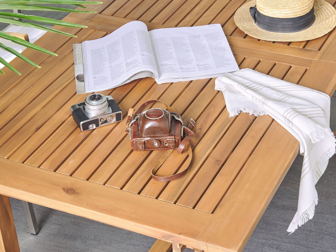 Java Extending Garden Dining Table 160/220 cm 90 cm Acacia Wood Light Brown
