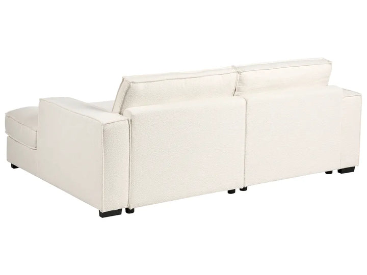 Corner Sofa Boucle Light Beige with Ottoman Left Hand Adna