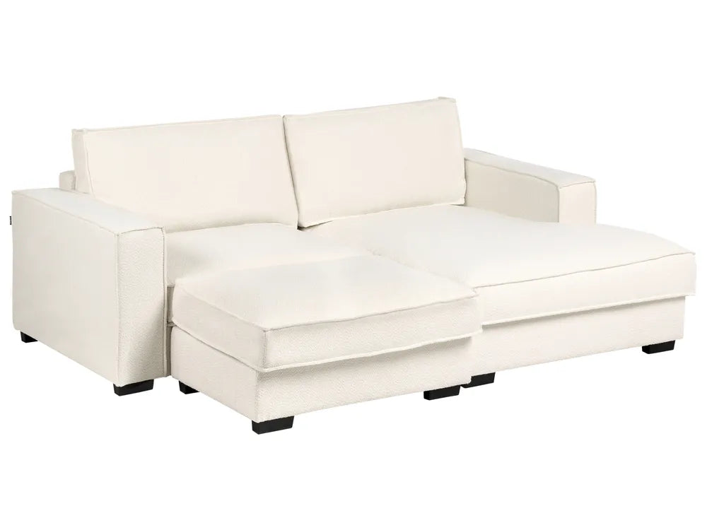 Corner Sofa Boucle Light Beige with Ottoman Left Hand Adna